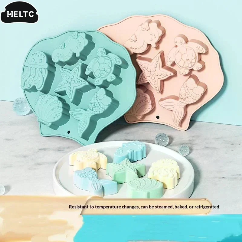 Ocean Fondant Silicone Mold Shells Mermaid Tail Seahorse Starfish Chocolate Mold Suitable For Mermaid Theme Cake Decoration Tool