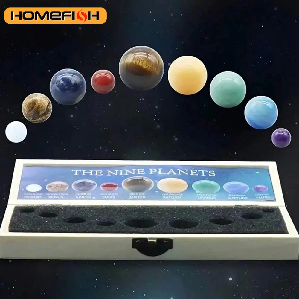 Solar System Natural Crystal Gemstones Set 9 Planets Sphere Ball Stone Galaxy Model Ornaments Gift Home Office Decor image 3