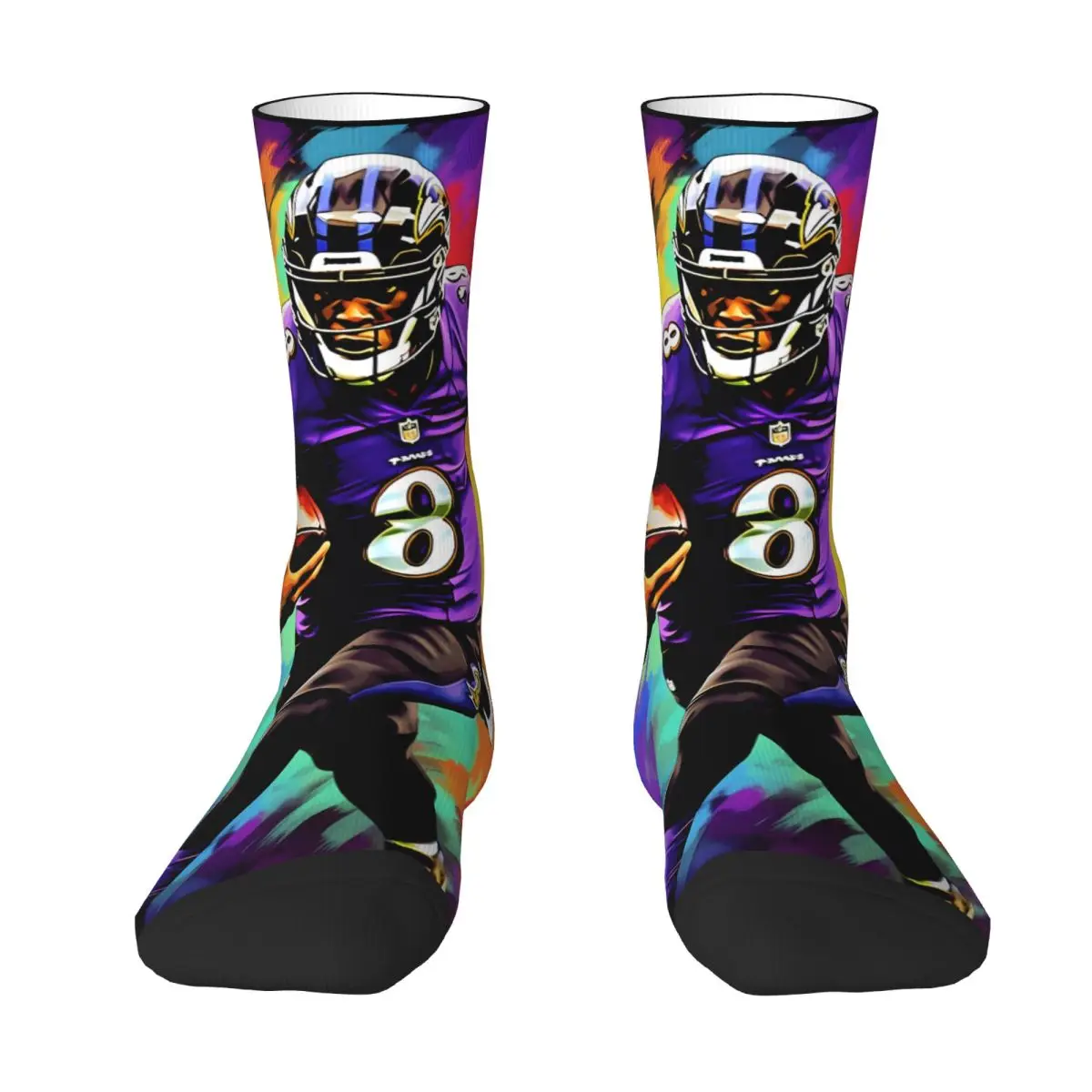 Lamar Jackson Baltimore Ravens Graphic Men Women Socks Windproof Novelty Spring Summer Autumn Winter Stockings Gift