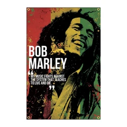 Bob Marley Banner para Decoração de Casa, Música e Rock Band, Reggae Reggae, Bandeira Suspensa, 4 Gromments em Cantos, 3x5Ft