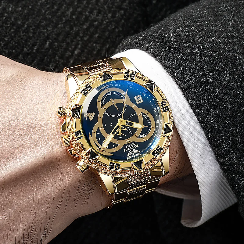 2pcs/set Fashion Men\'s Watch Steel Band Analog Quartz Watches Bracelet Set(Without Box)