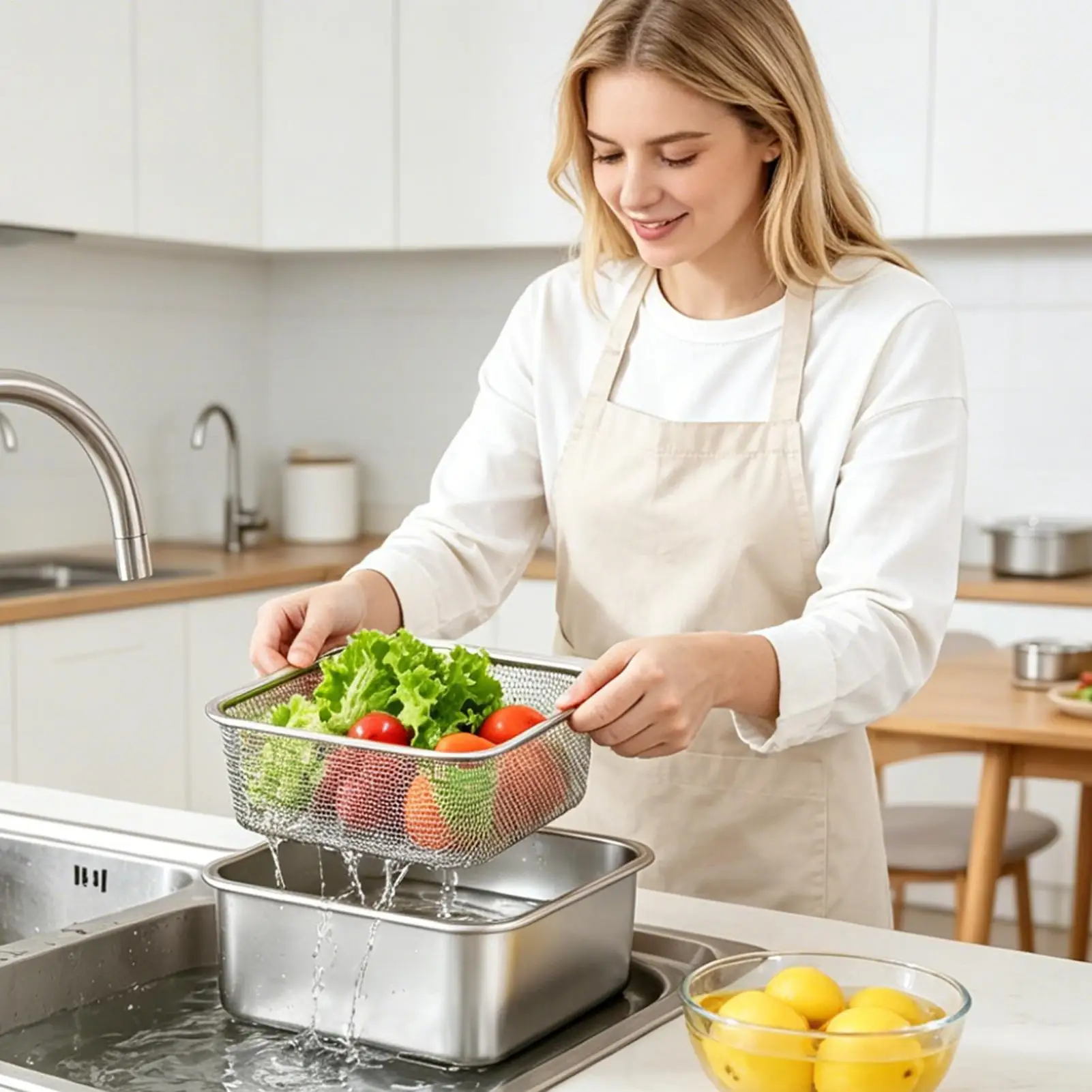 Lunch Box With Strainer Airtight Stackable Meal Prep Stackable Food Storage Containers For Fruit Vegetable Salad Kitchen Pantry