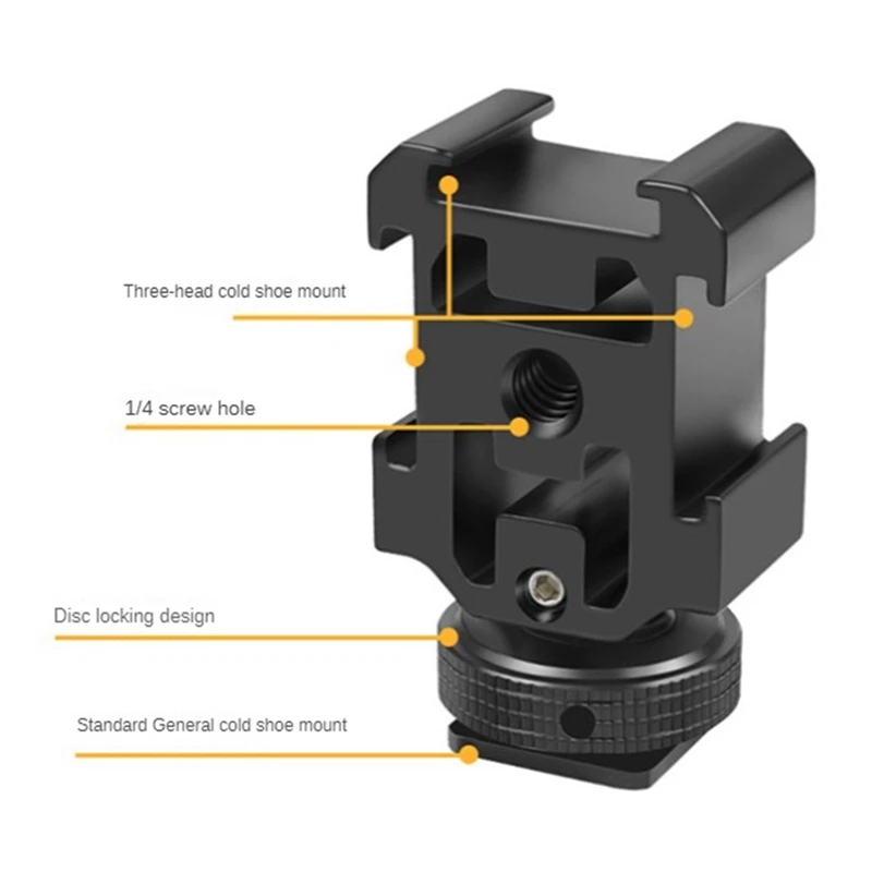Triple Hot Shoe Mount Adapter Bracket Stand Holder For DSLR Camera For LED Video Microphone Flash Light