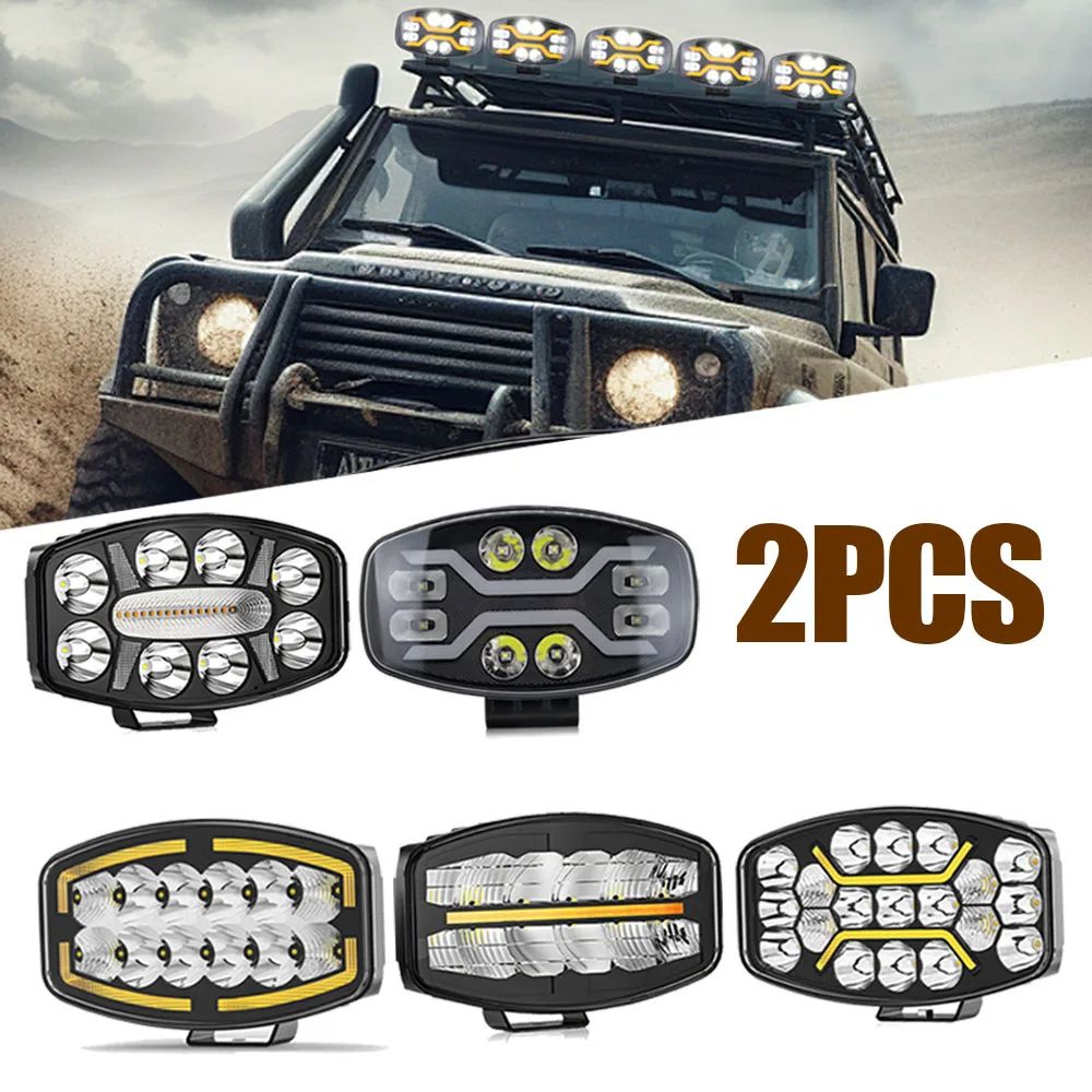 

2PCS 10" Spot LED Lamps Auto Driving Headlamp for 4x4 Off road Truck Trailer Combo White Amber Work Light Bar Car Accessories