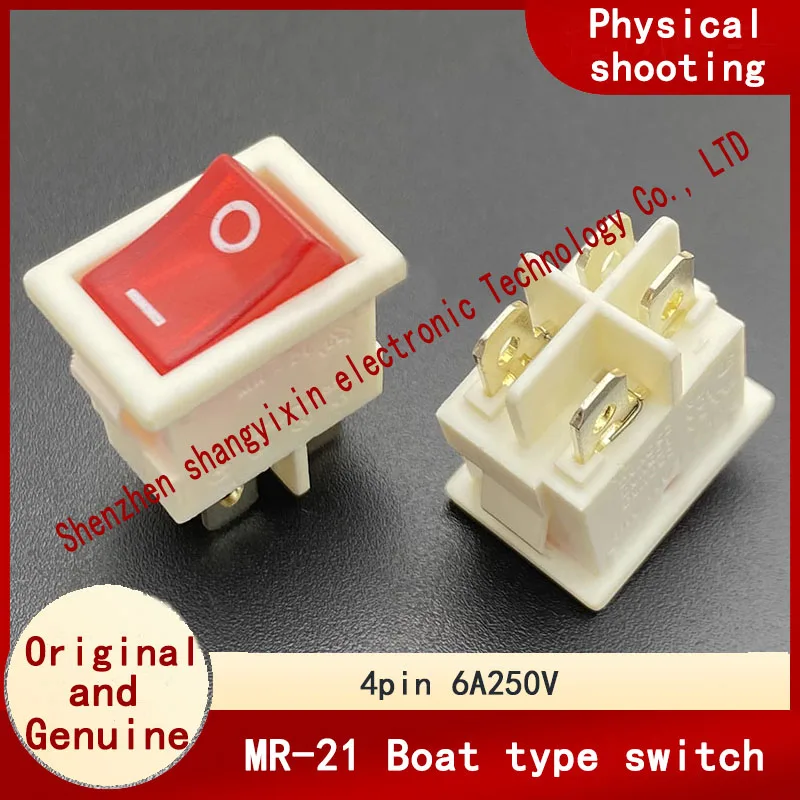 

MR-21 с выключателем питания лодочного типа с красной подсветкой, 4-контактный, 2 скорости, 6A250V T85, белый, 21*15 мм