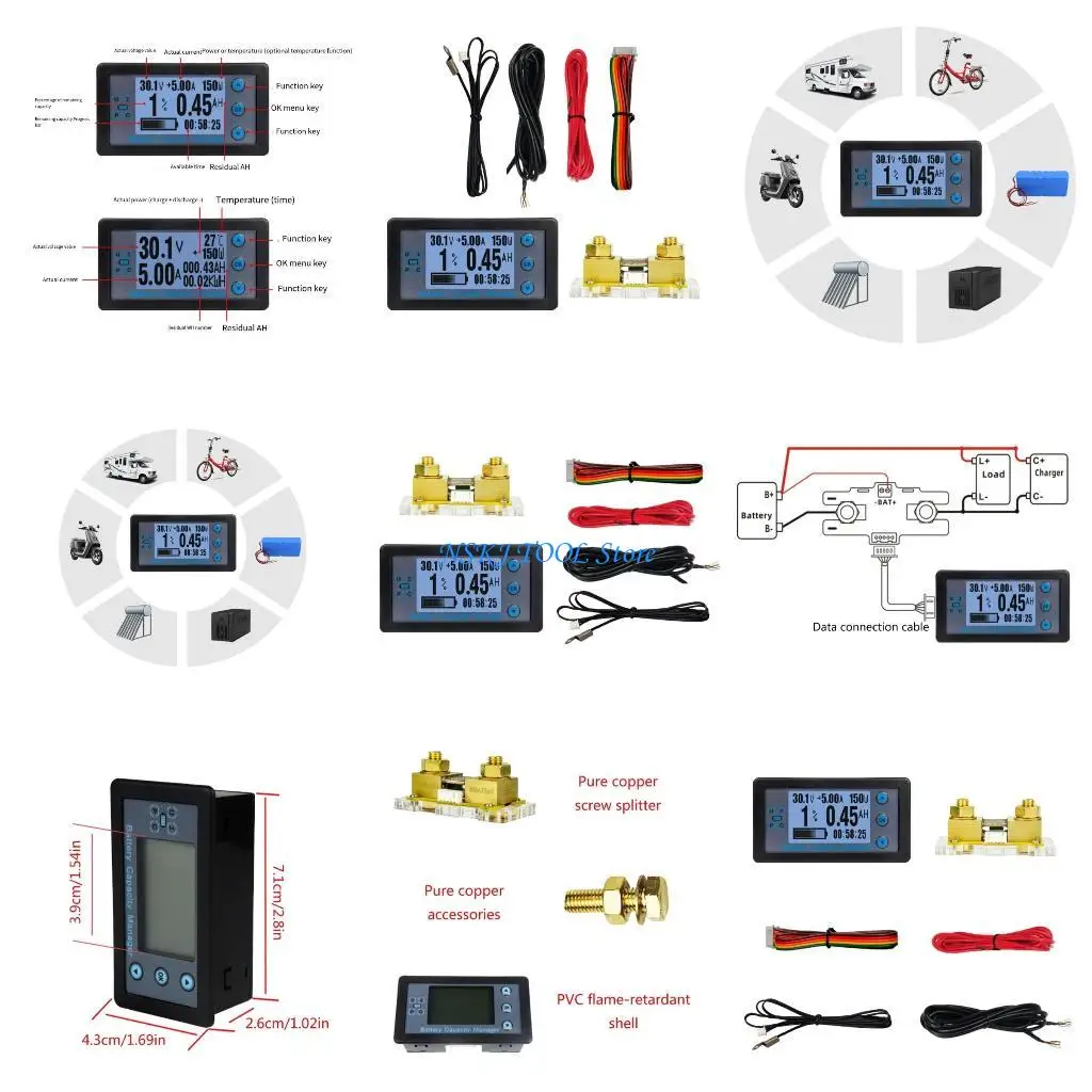 L8RC DC8-120V Battery Capacity LED Digital ElectricityMeter Tester