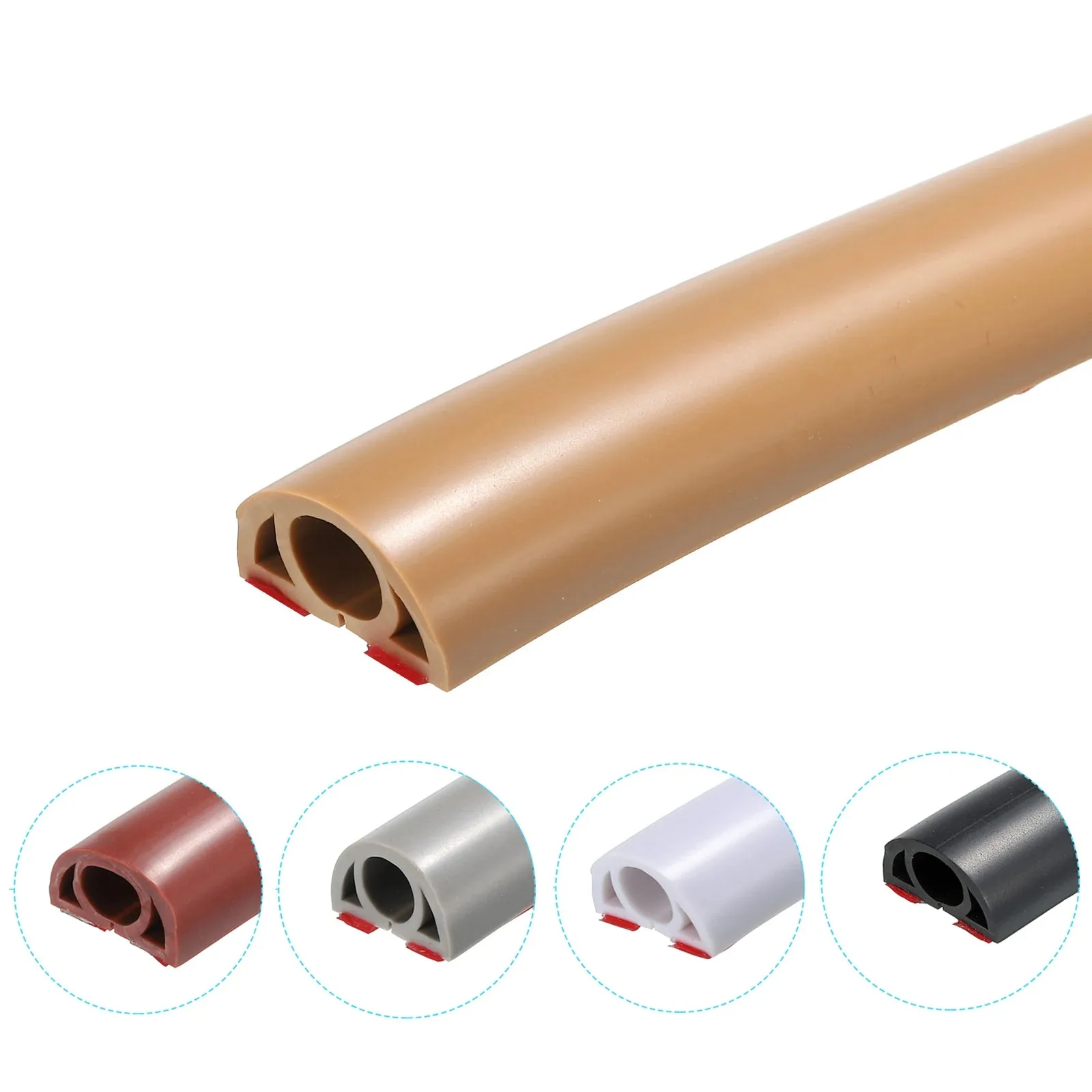 3m Floor Cord Cover Floor Cable Sheaths PVC Flexible Electrical Conduit Cable Protectors Self-adhesive Cable Hiders for Floors 1