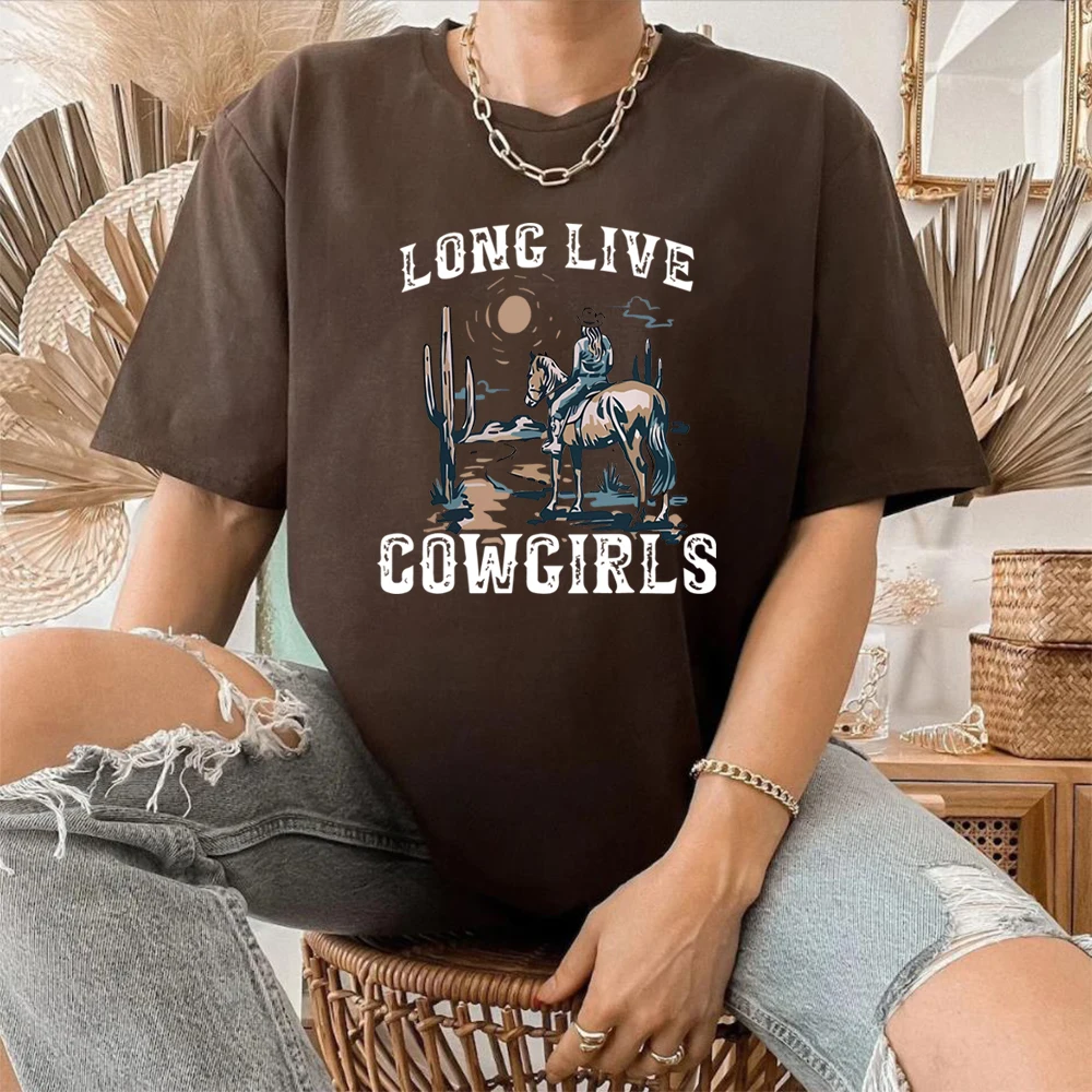 Long Live Cowgirls Shirt Western Desert Vintage Cactus Scene T-shirt Cowgirl Wild West Graphic Tee Country Girl Western Tshirt