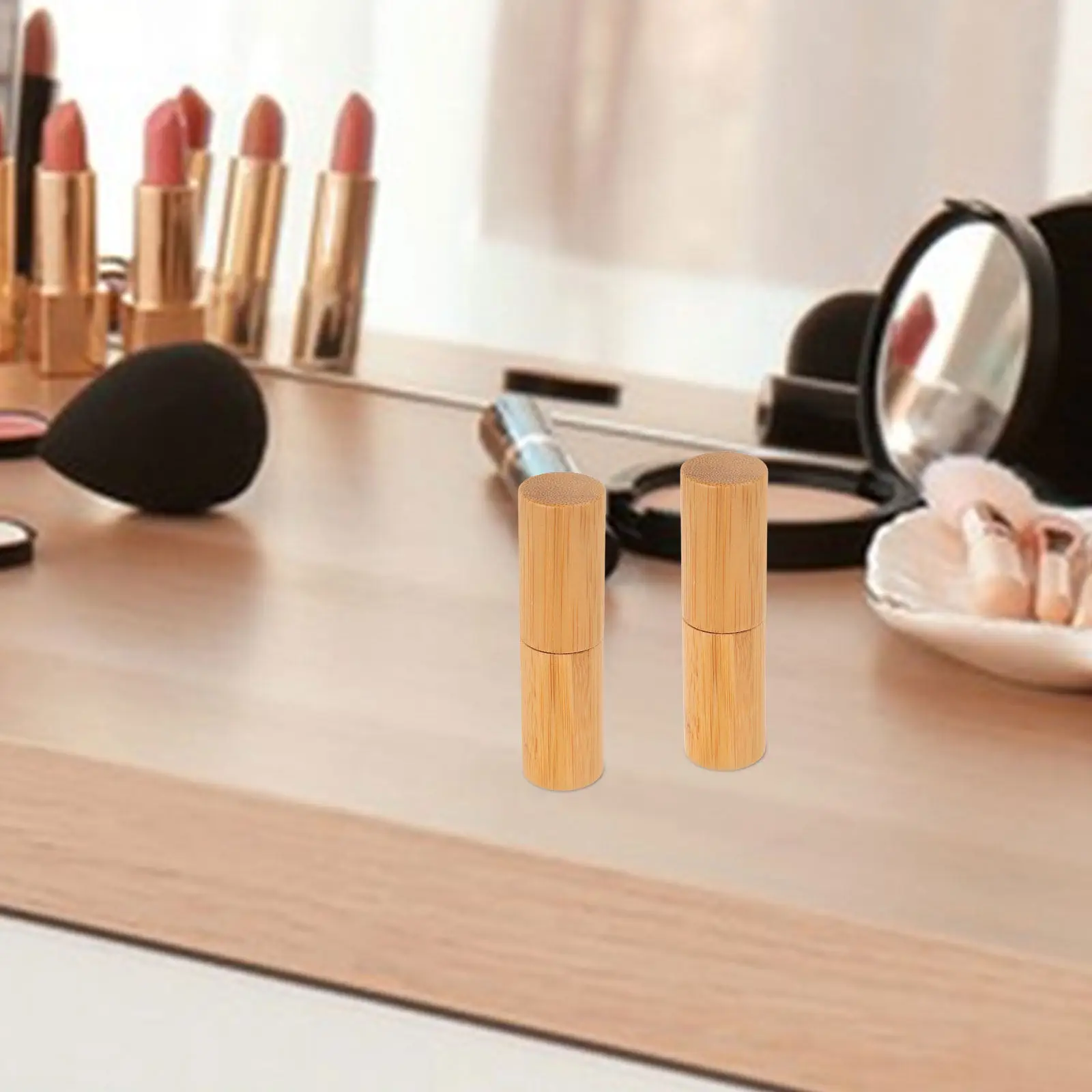 

2 шт. бамбуковые контейнеры для губной помады, пустые тюбики для помады своими руками, держатели для блеска для губ, портативные принадлежности для макияжа