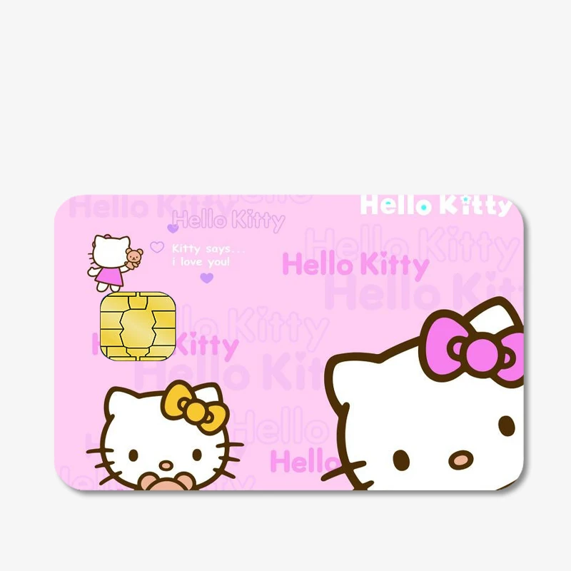 สติกเกอร์บัตรเดบิตเครดิตอะนิเมะ HelloKitty Kuromi สติกเกอร์ฟิล์มลายการ์ตูนฟิล์มเมโลดี้ฝาครอบฟิล์มกันน้ำของขวัญโป๊กเกอร์