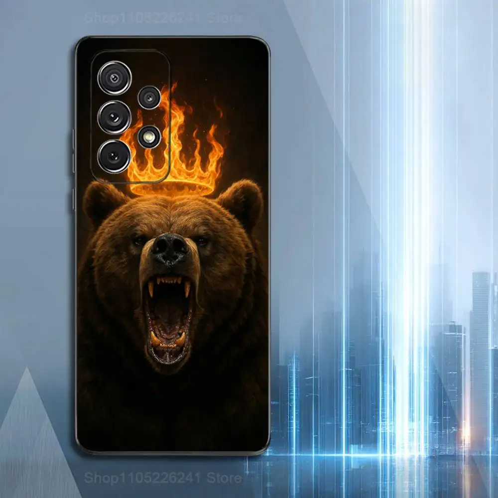 Animal Bear Ferocious Phone Case For Samsung S9,S10,S20,S10,S21,S25,S24,S23,Ultra,FE,Plus,Lite,Soft Silicone Black Cover