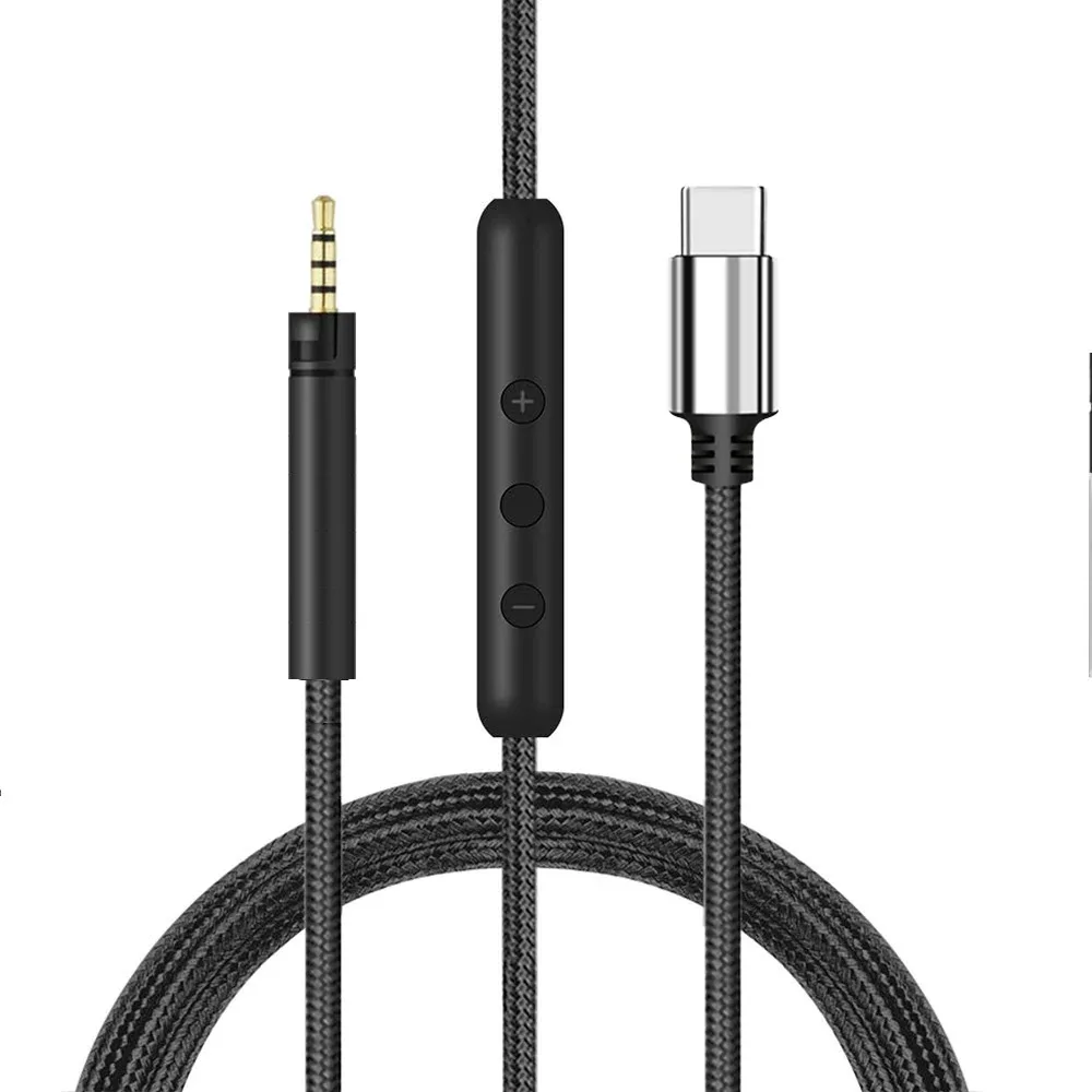 OFC USB Type C 2.5mm Braided Cable Extension Cord For Sennheiser Momentum 4.0 3.0 2.0 1.0 4 3 2 1 HD1 Over On Ear Headphones