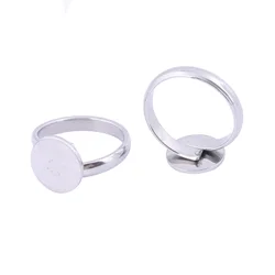 10pcs stainless steel adjustable 8mm 12mm disc pad ring bezel settings gold plated fingerring base blanks for jewelry making