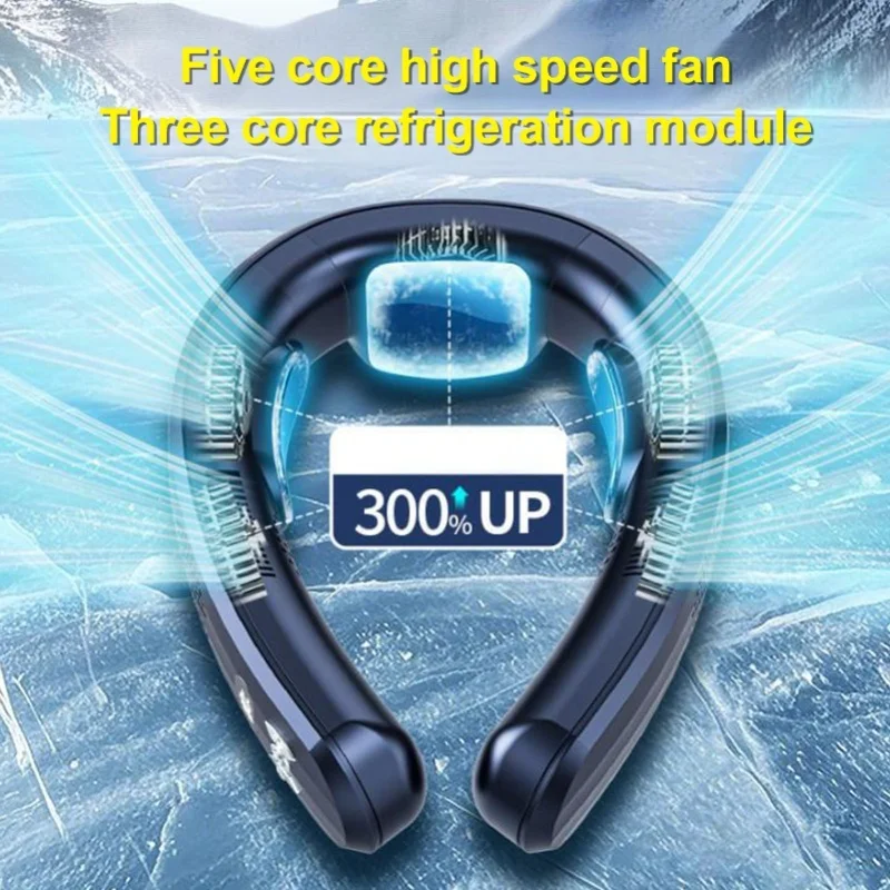Lightweight Battery Operated Wearable Neck Fan Cooling And Heating Dual Use 3 Speeds Semiconductor Quiet For Beach