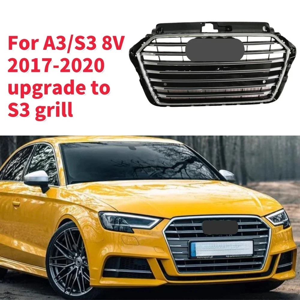 Racing Grills Front Hood Grille Car Front Bumper Grill Center Grille for S3 Grill for A3/S3 8V 2017-2020