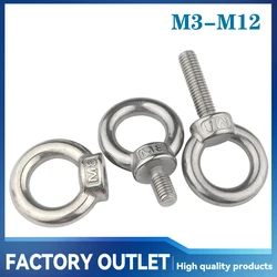 1-2Pcs M3 M4 M5 M6 M8 M10 M12 304 Stainless Steel Lifting Eye Nuts/ Screw Ring Eyebolt Ring Hooking Nut Screws