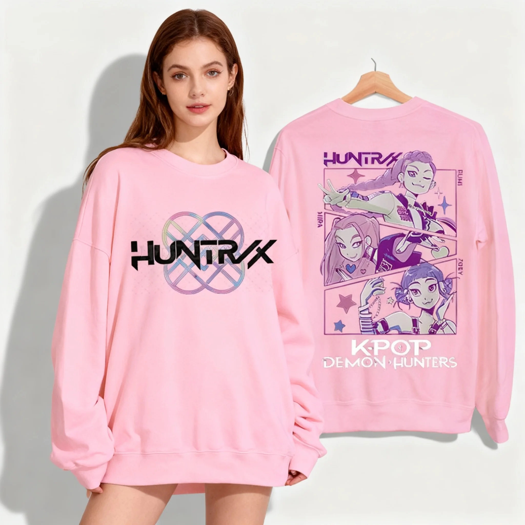 

Осенне-зимняя толстовка с круглым вырезом KPOP Witch Hunting Group, модная уличная большая женская толстовка для взрослых и детей в одном стиле