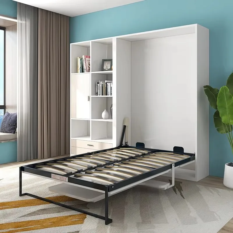 Invisible Functional Hardware Murphy Wall Bed With Flip-Fold Design Includes Wardrobe Accessories & Desk Integration