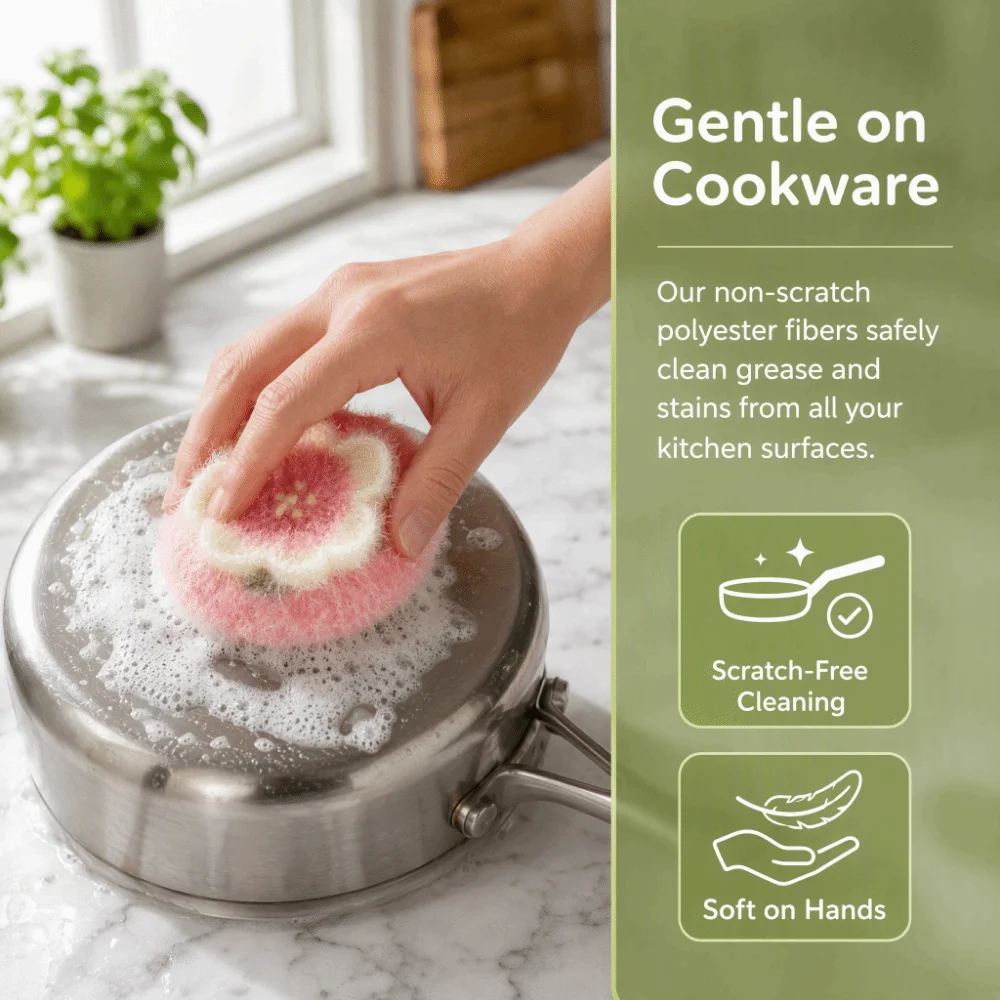 Beautiful Avocado Shaped Dish Sponge Absorbent Non-stick Oil Dishcloth Thick Durable Non Scratch Scouring Pads Restaurant