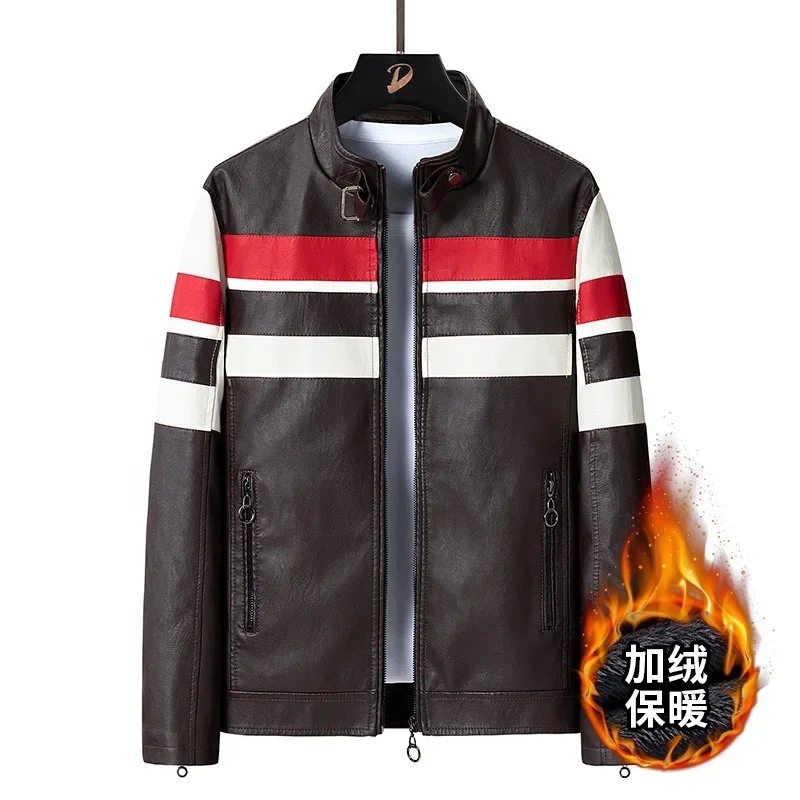 

Winter Men's Leather Jacket Outerwear High Quality Retro Casual Coats Men Clothing Fur Motorcycle Jacket Fleece Overcoat