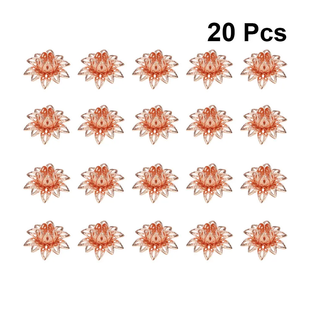 20 قطعة قبعات الخرز الوردي قبعات نهاية معدنية ل عقد دي اي واي سوار صنع المجوهرات اكسسوارات لوتس مجوهرات كاب
