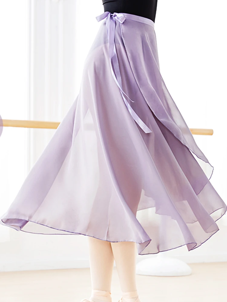 فستان باليه، تنورة برباط من قطعة واحدة، مريلة شيفون للتمرين، تنورة شاش للرقص، فستان طويل للفتيات