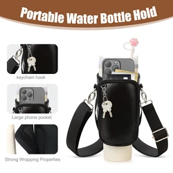 Outdoor Water Bottle Bag Travel Camping Hiking Water Bottle Carrier Sling Bag With Phone Pouch For Stanley Quencher Cup