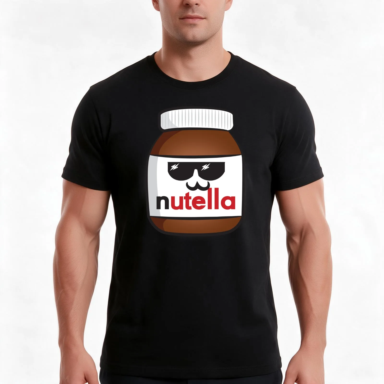 Nutella face 6 T-Shirt, Summer Casual Cotton Tee, Oversized Streetwear Tops, Vintage Graphic Print, Loose Fit Short Sleeve