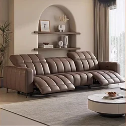 Linlamlim Dual Motor Electric Recliners Piano Key Function Genuine Leather Sofa Sectional, First-class Cabin Power Recling Couch