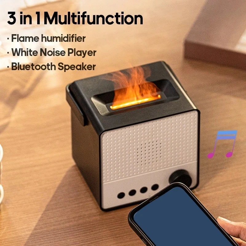 

White Noise Wireless Bluetooth Speaker USB Flame Lamp Aromatic Essential Oil Diffuser Household Multi-function Sleep Assistant