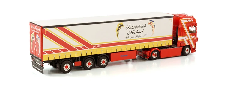 Legierungsmodell WSI im Maßstab 1:50, DAF XF MY2017 4X2 Achstraktor, Vorhangplane, Transportwagen, Fahrzeugdruckgussmodell, Geschenk 01–3878