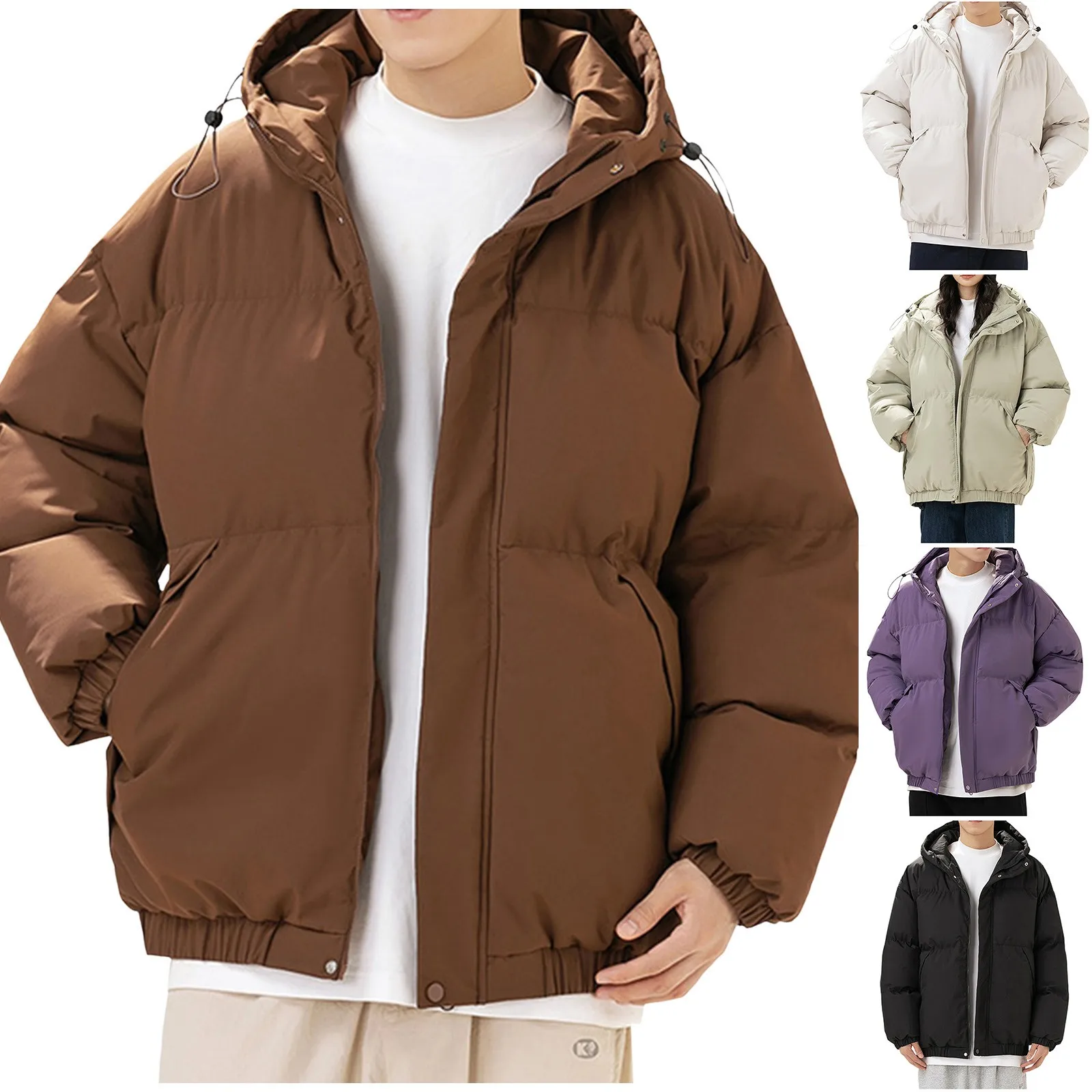 

Куртки Пальто для мужчин Мужская стеганая куртка Зимняя унисекс Утолщенная стеганая куртка с капюшоном на молнии Уличные длинные мужские зимние куртки