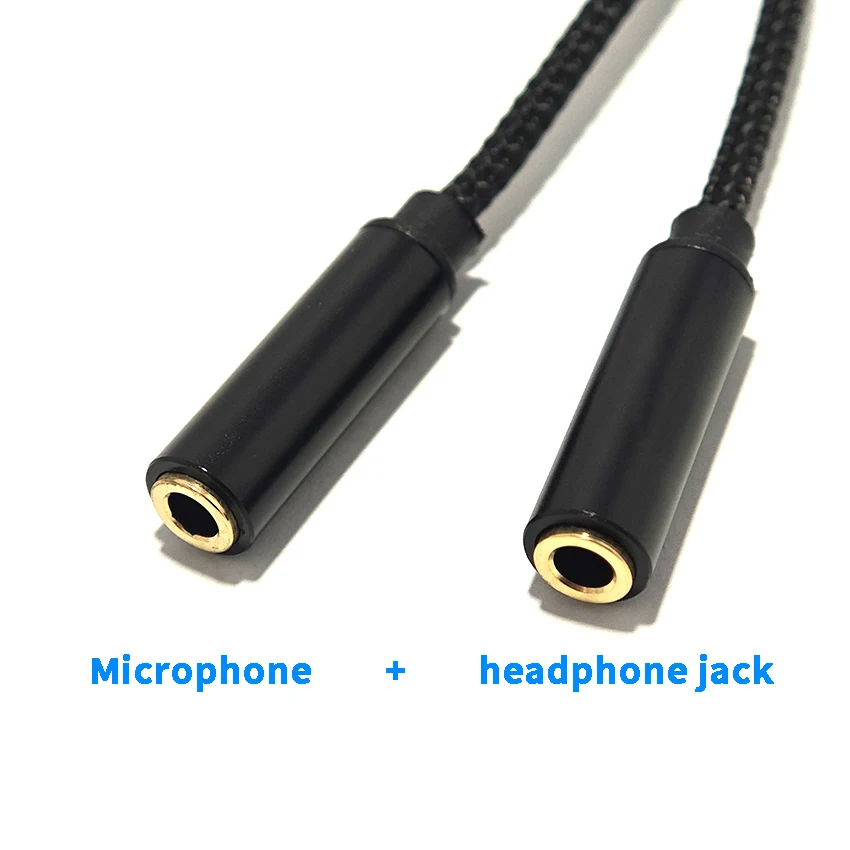 

3.5mm 4 Pole Headset Adapter Headphone Mic 2-in-1 Speaker Y Splitter Cable Male to 2 Female For Earphone Extense Mobile Audio