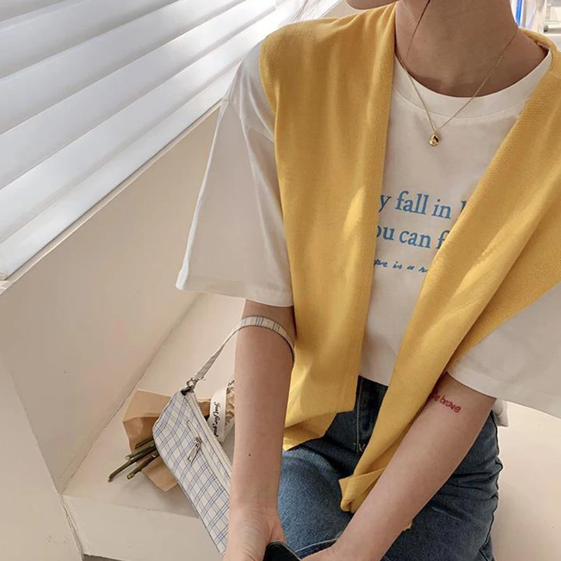 Korean Knitted Shawl Summer Air Conditioning Fake Collar Neck Guard Knit Thin Knotted Cape Shoulder Scarf For Women