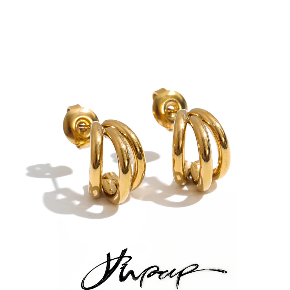 Yhpup Geometrische Ohrringe aus Edelstahl für alle Gelegenheiten für Frauen, personalisierter, lässiger Sommerschmuck