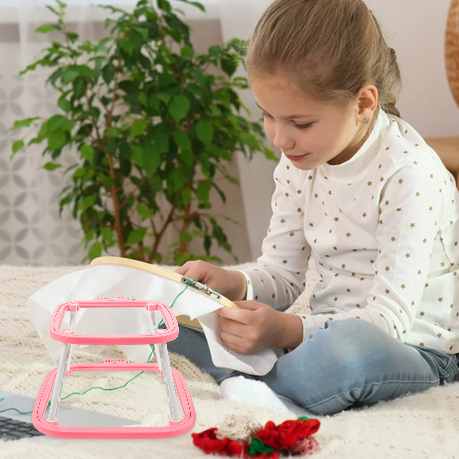 

Adjustable Double-Layer Embroidery Stand Desktop Frame Holder Hands-Free Cross Stitch Needlework Hoop Bracket for Home Travel