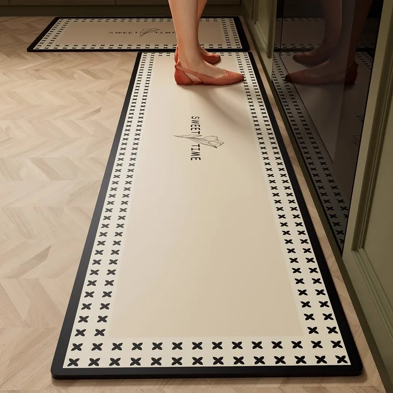 

Kitchen PVC Leather Washable Floor Mat Home Oil-resistant Waterproof Carpet Scratch Resistant Wear-resistant Home Easy Clean Rug