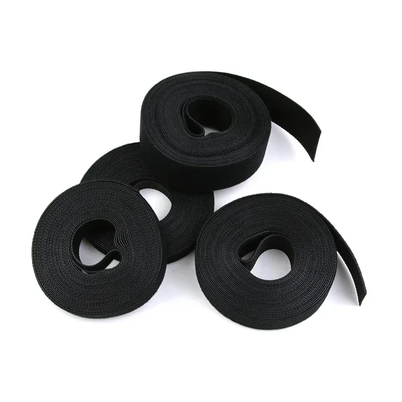 5m/roll Cable Ties Reusable Loop Bundle Self Adhesive Black Nylon Strap Organizer Clip Wire Holder Management Fastening Tape