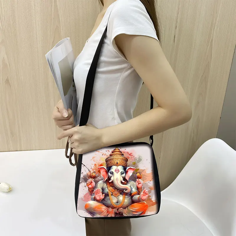 Nice Radha Krishna Painting Women Handbag Elephant God Shoulder Bag Ganesha Ganapati Radha Krishna Crossbody Bag Phone Holder