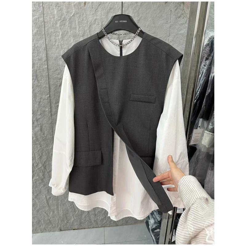 

Мужской осенне-зимний жилет-пальто больших размеров (до 300), в клетку, с оригинальным дизайном, повседневный, дышащий, с длинными рукавами и молнией