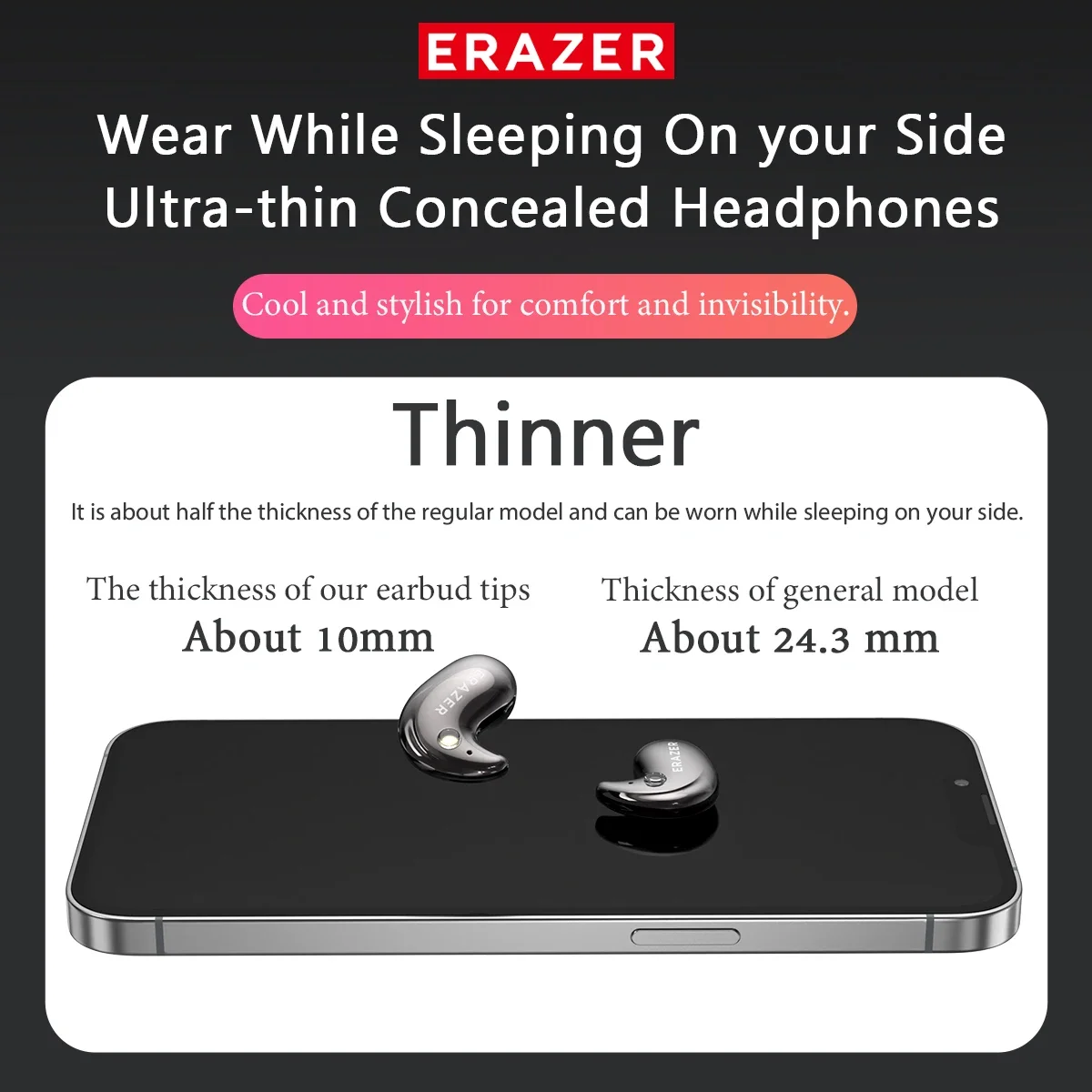 EARZER XF58 In-Ear Bluetooth Headphones With Microphone Translator Earphones TWS Sport Wireless Earbuds Comfort Ultra-thin MP3 view 5