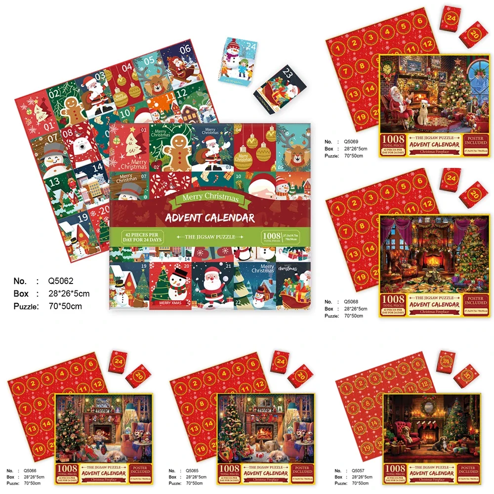 Advent Calendar 2023 Puzzle 1000PCS Christmas Holiday Puzzles Christmas Gifts 2023 Christmas Jigsaw Puzzles 24 Days Surprise