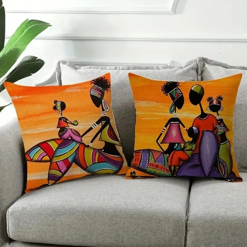 1pcs Indoor OutdoorWashable Traditional African Women Pillowcase, Spring Summer Mother's Day Themed Party Supplies