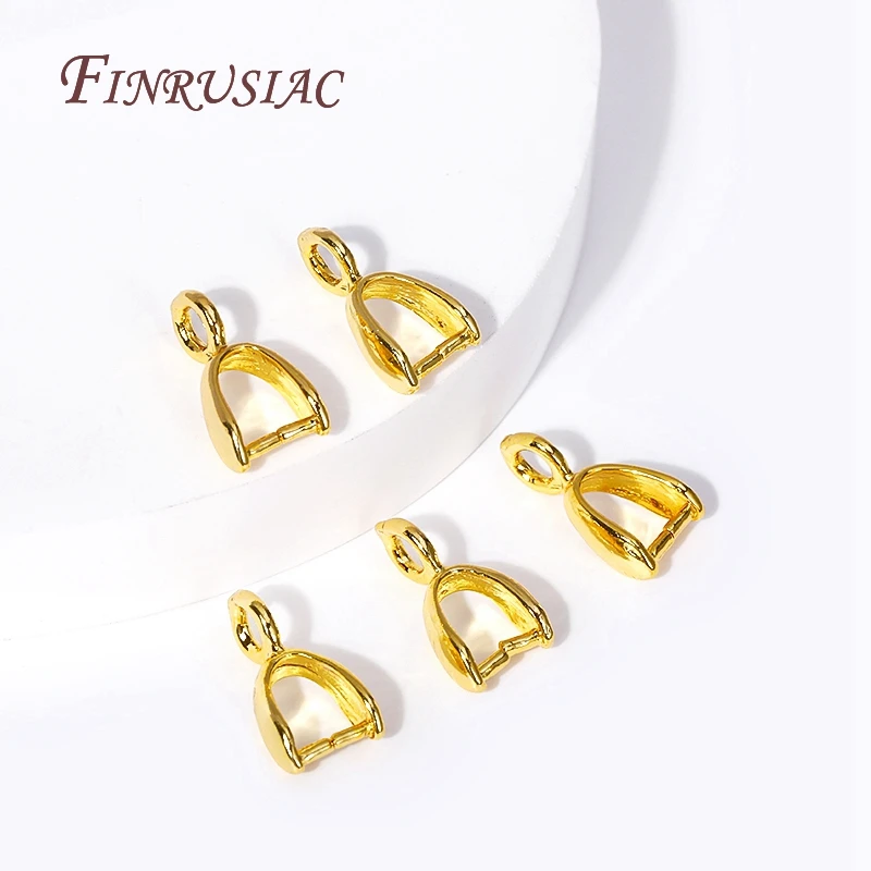 18K Gold Plated Pinch Pendant Bail,Brass Pendant Clasps Pinch Clip Bail Hooks Connector DIY Handmade Jewelry Making Accessories