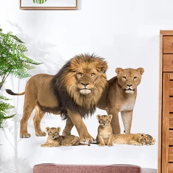 3D Animal Tiger Leopard Lion Elephant Wall Decal Children's Baby Room Self adhesive Waterproof Wallpaper Living Room Wall Decal