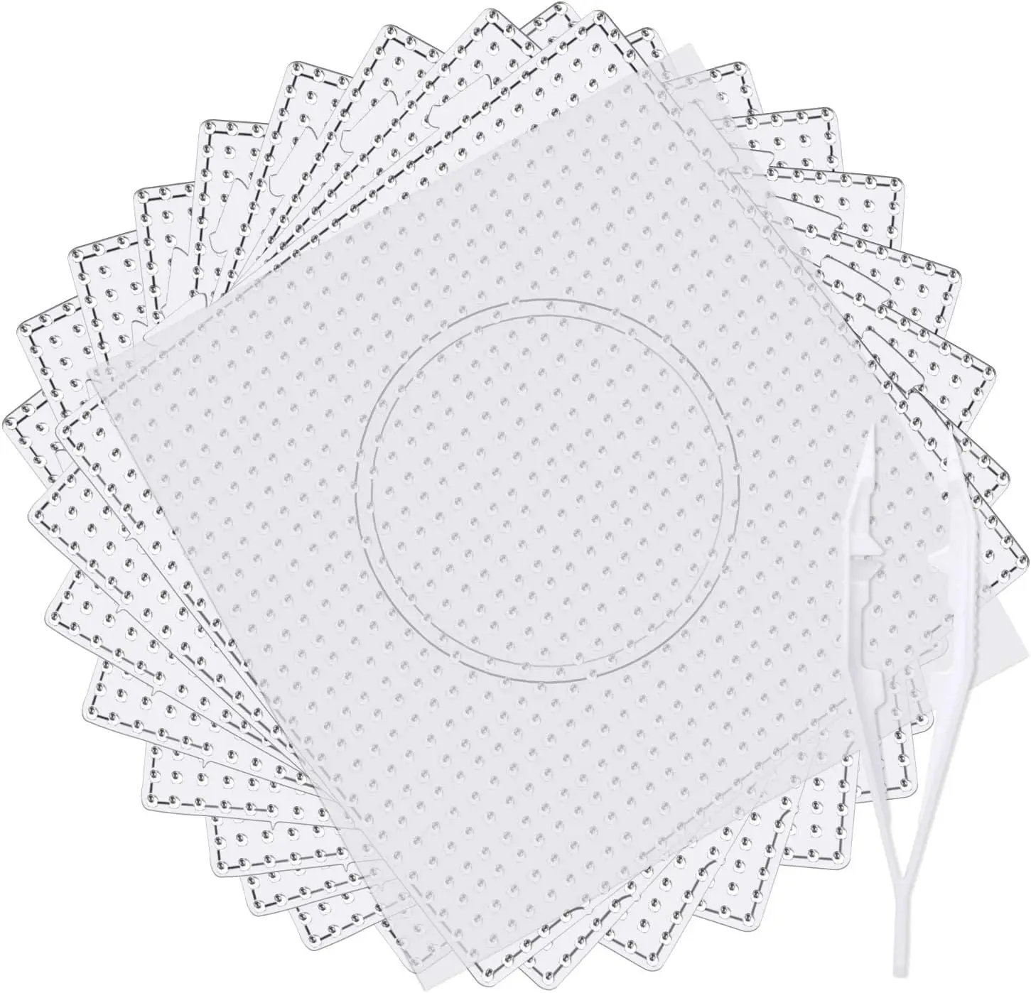 1/4/9pcs 5mm Large Square Fuse Beads Pegboards Plastic Beads Boards with Ironing Paper, Beads Tweezers for Kids Craft Beads