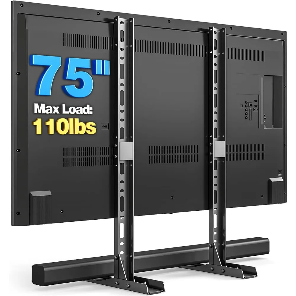 

Universal TV Stand for 20-75 Inch TVs, Adjustable Height, Cable Management, Steel Legs Holds 110 lbs