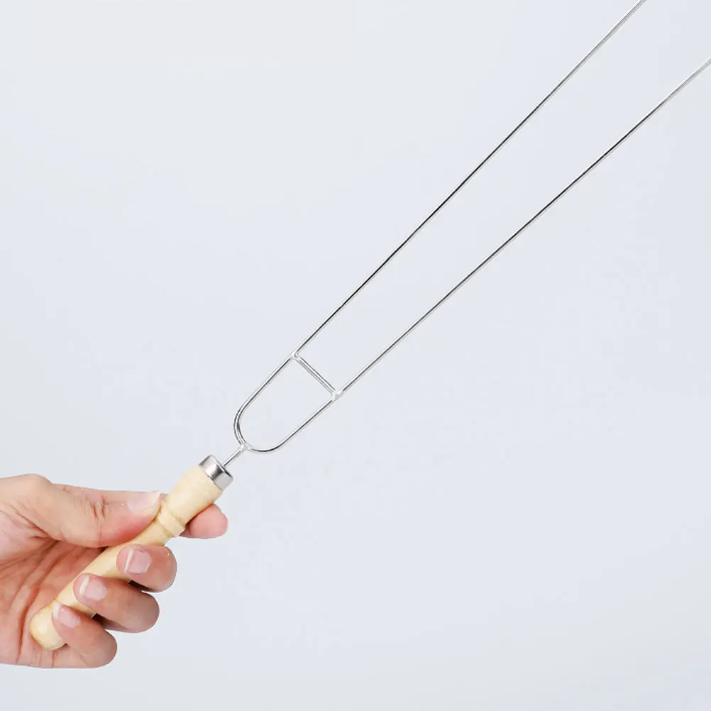 

3 pcs Anti-Scald Bbq Skewers Wooden Handle Stainless Steel U Shape Fork Outdoor Camping Picnic Barbecue Tools Kitchen Bar