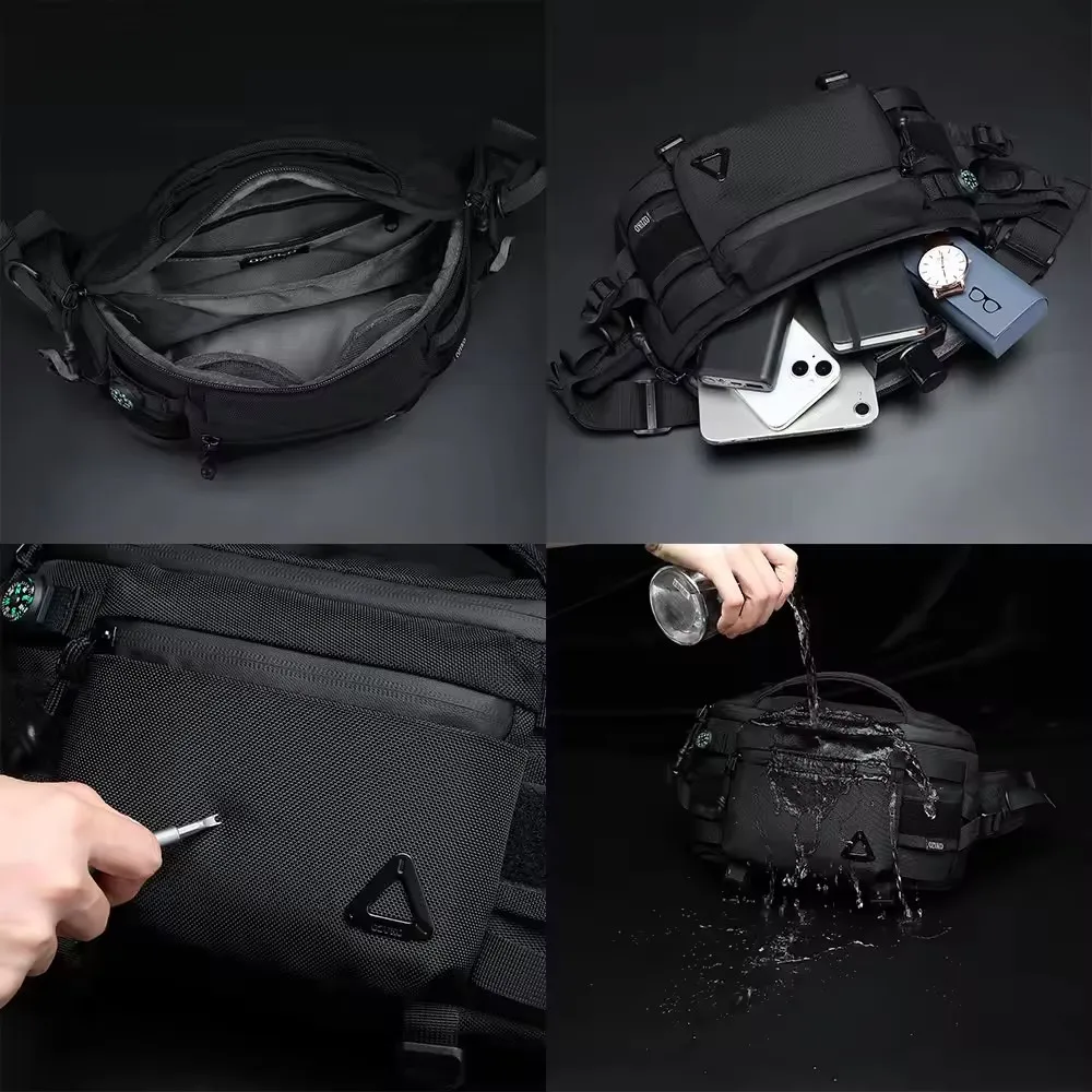 OZUKO New Multi-functional Men's Waist Pack Outdoor Tactical Sports Waterproof Men's Senior Chest Bag Crossbody Bag