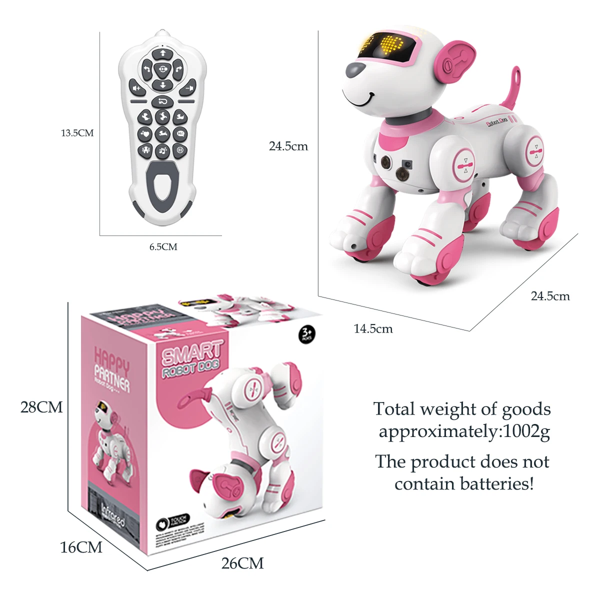 Jouets intelligents de télécommande de chien de Robot, animal de compagnie électronique interactif bricolage programmation fonction vocale chanson musicale cadeaux pour les enfants